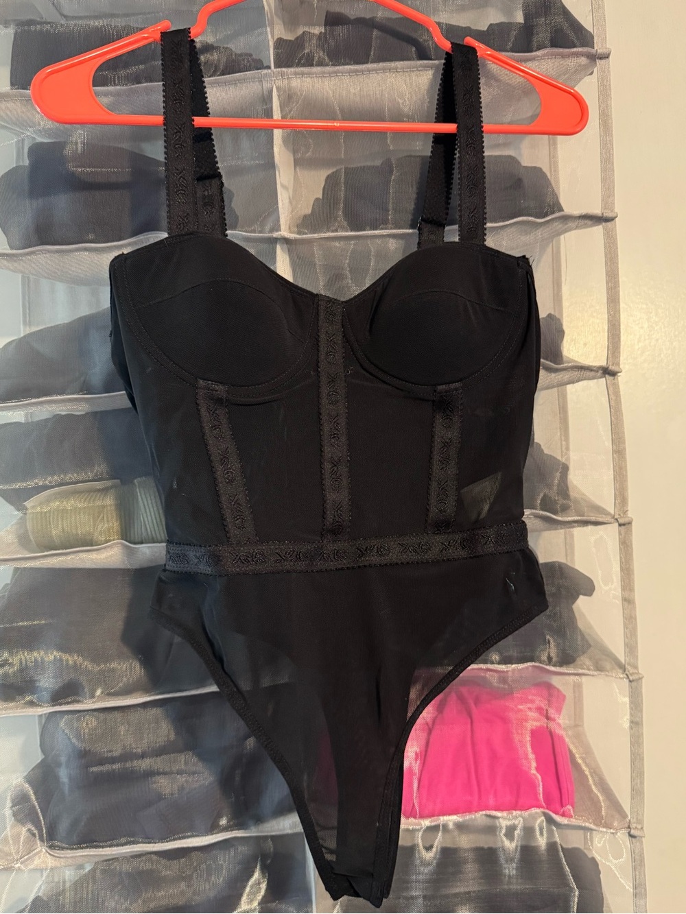 Black Lace-Trim Bodysuit